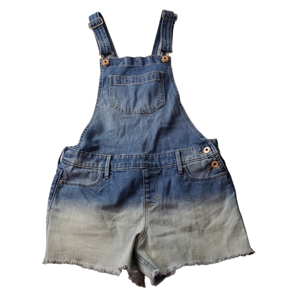 Abercrombie & Fitch Denim Shortalls Girls Farm Country Dip Bleach Raw Hem 15/16